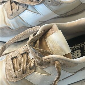 New Balance Beige and White Sneakers